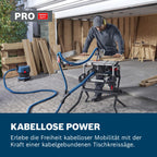 Bosch Professional 18V System Akku-Tischkreissäge GTS 18V-70 (inkl. Sägeblatt Optiline Wood, Winkelanschlag, Schiebestock, Ringschlüssel, Schutzabdeckung, 2x Adapter, Profilschiene, Parallelanschlag)