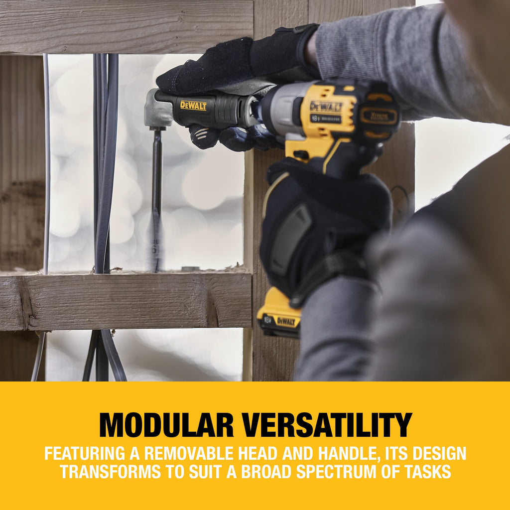 Dewalt Impact Winkelvorsatz für Schlagschrauber DT20500 (1/4" Sechskant, schlagfest, performt mit bis zu 43Nm Drehmoment, für den Einsatz auf Akku-Schlagschraubern)