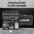 TECPO Steckschlüssel-Satz 1/4 Zoll, 53-tlg, Hebelumschaltknarre, Verlängerungen, für Torx-, Kreuz-, Schlitz- & Innensechskant-Schrauben, Chrom-Vanadium-Stahl, Steckschlüssel-Einsätze, Nuss-Set, Nüsse