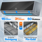 KESSER® Split Klimaanlage Set Quick Connect 12000 BTU 3,4 kW – WiFi & App Klimagerät mit Heizfunktion & Kühlmodus Wandklimaanlage, mit Kupferleitung Kältemittel R32 Inkl. Montagematerial