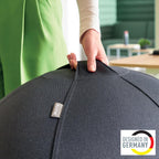 Leitz Ergo Active Sitzball mit Anti-Wegroll-Funktion, Ergonomische Alternative zum Bürostuhl, Gymnastikball, 65 cm Durchmesser, Stoffbezug, Für Büro oder Home Office, Ergo-Serie, Dunkelgrau, 65420089