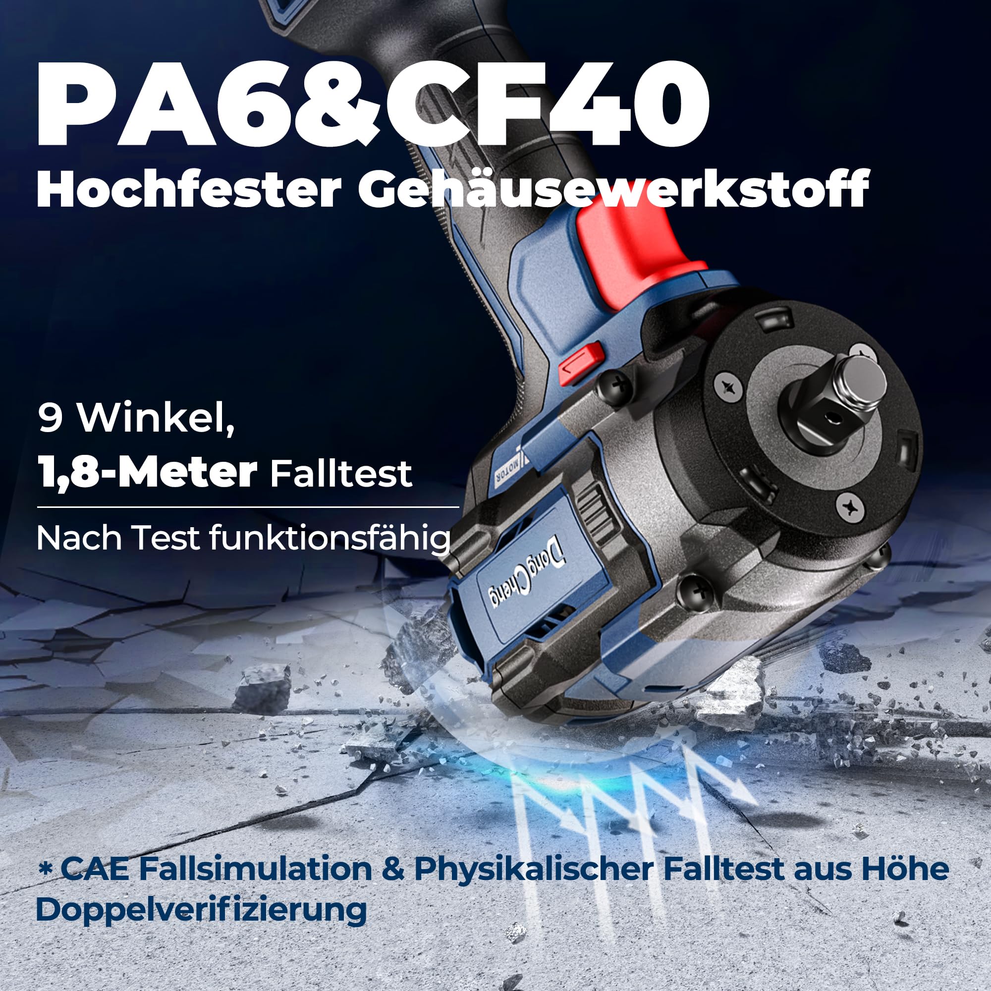 Dong Cheng 18V bürstenloser Schlagschrauber, 598Nm Akku-Schlagschrauber 1/2 Zoll, 4-Gang-Modus & Smart-Modus mit 5 Schlagstecknüssen, Verlängerung, 4,0Ah Akku, Aufbewahrungsbox