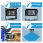 VSG24 Rückfahrkamera 7" HD Starter-Set inkl. Kamera, Monitor, Kabel - Wasserdicht Nachtsicht 12V-24V Einfache Montage/Robustes Rückfahrsystem für Auto Wohnwagen LKW Anhänger Wohnmobile Einparkhilfe