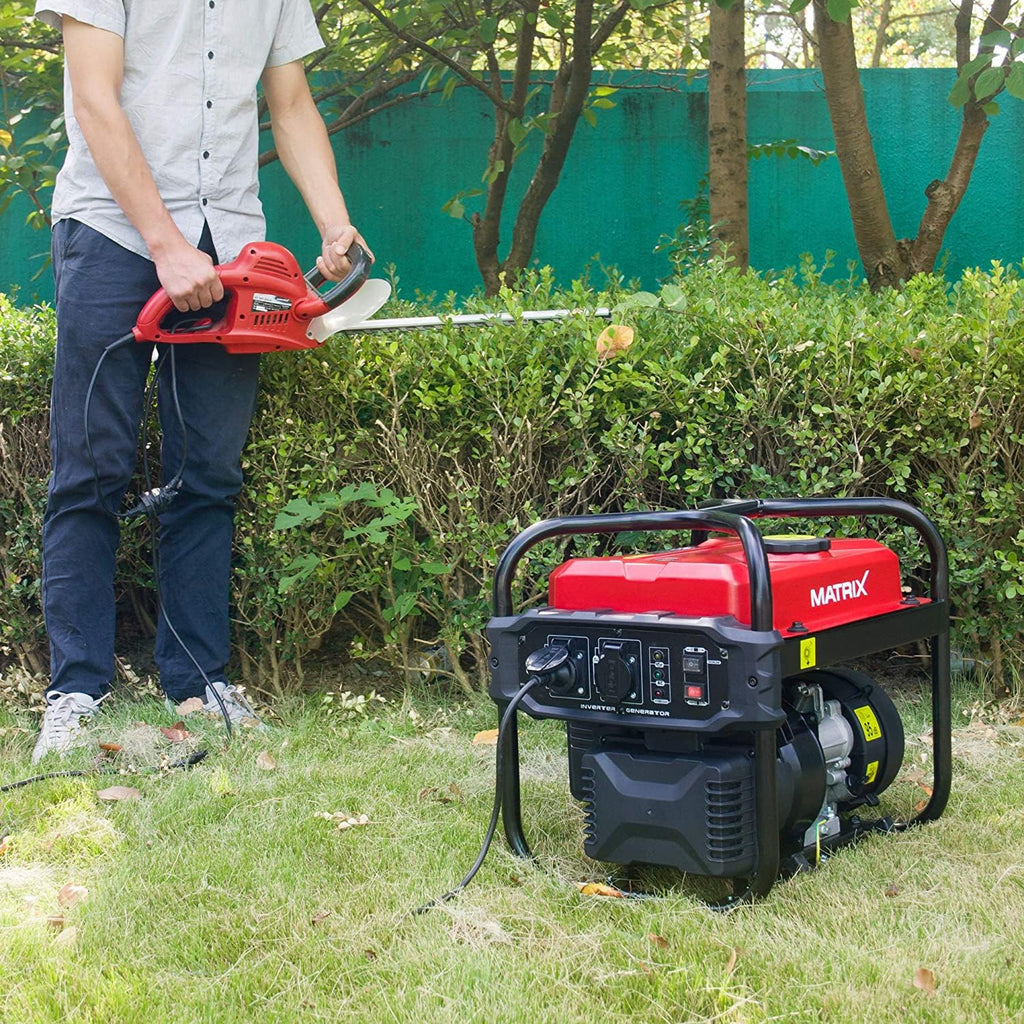 Matrix Notstromaggregat Benzin 2000 Watt Inverter Stromerzeuger Benzin Generator Stromaggregat tragbar Stromgenerator IG 2000i | 4 Takt | 2x230V | leicht 21,5kg Gewicht