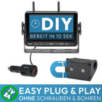 VSG24 7“ Element HD Funk Rückfahrsystem Akku Magnet für Wohnmobil & LKW, KFZ Set Rückfahrkamera kabellos + Monitor DIY Nachrüsten 12V-24V Kamera digital Auto Rückspiegel Pferdeanhänger Dashcam