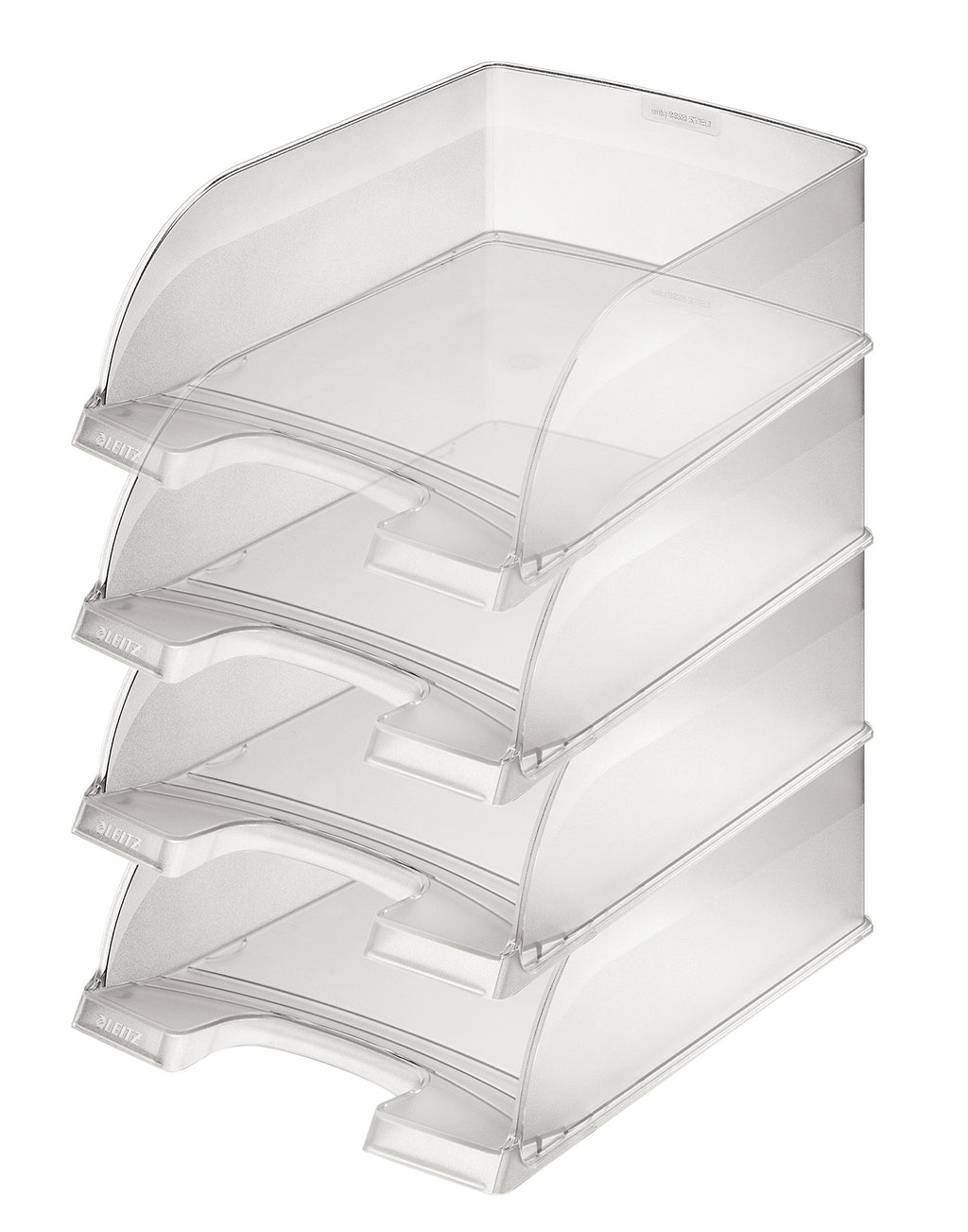 Leitz Briefkorb A4 Jumbo 4er Pack, Briefablage mit extra großem Fassungsvermögen in Premium-Qualität, Stapelbare Ablagefächer als Organizer, Kombinierbar mit Plus-Serie, Transparent, 52330003