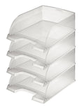 Leitz Briefkorb A4 Jumbo 4er Pack, Briefablage mit extra großem Fassungsvermögen in Premium-Qualität, Stapelbare Ablagefächer als Organizer, Kombinierbar mit Plus-Serie, Transparent, 52330003