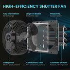 HG Power 350mm Abluftventilator Industrie Wandventilator 1500m³/h Wandlüfter mit Maschensieb Auspuffventilator mit EU-Stecker Aluminium Fensterventilator für Keller Garage Küche