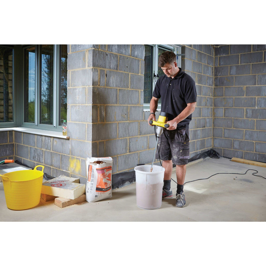 STANLEY FatMax Mörtelrührer Betonmischer 2-Gang Rührgerät (1600 Watt, 80 Nm, Mischvolumen 120 Liter, M14 Werkzeugaufnahme, 150mm Durchmesser, inkl. Mörtelmixer + 2 Maulschlüssel) FME190