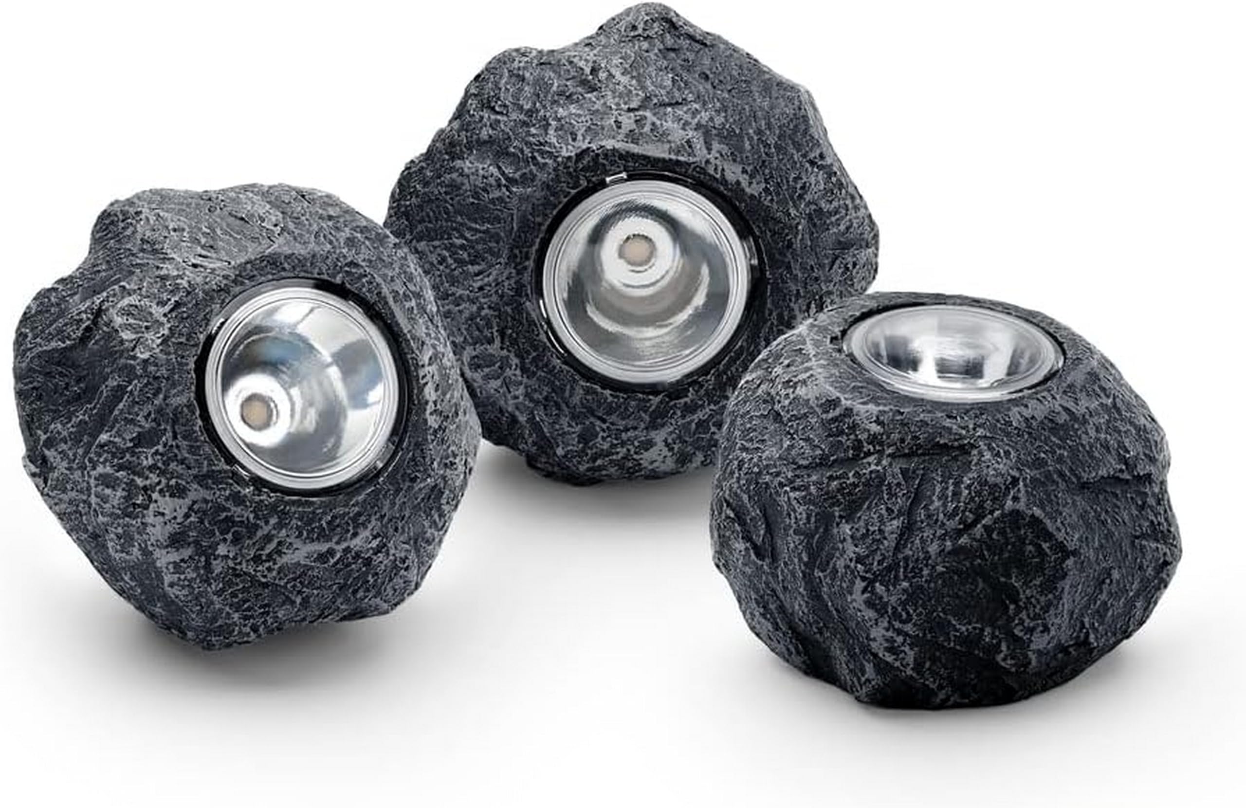 Pontec 87585 PondoStar LED Rocklight Set 3 - schwarzes, attraktives Felsleuchten-Set in zeitloser Schieferoptik / Unterwasserbeleuchtung