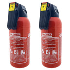 MBS FIRE 2x Gloria KFZ Auto-Pulverlöscher P2GM, 2kg Brandklasse ABC inkl. Halterung u. Plakette