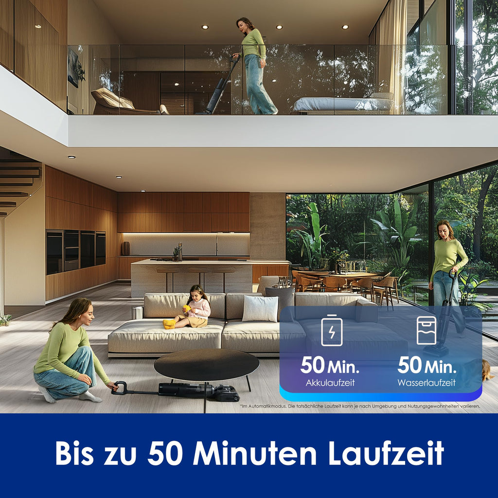 Tineco Floor ONE S7 Stretch Ultra Nass Trockensauger, 180° Lay-Flat Nasssauger, 85°C 5 Min Flashdry-Selbstreinige, 50 Min Laufzeit, DualBlock Anti-Tangle, Beide Kantenreinigen, Reinigen unter Möbeln