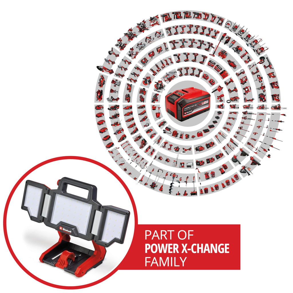 Einhell Akku-Lampe TP-CL 18/3000 Li-Solo Power X-Change (18 V, 3000 lm, schwenkbarer Leuchtkopf, klappbare Leuchtpaneele, 60 LEDs, Helligkeitsregulierung, ohne Akku)