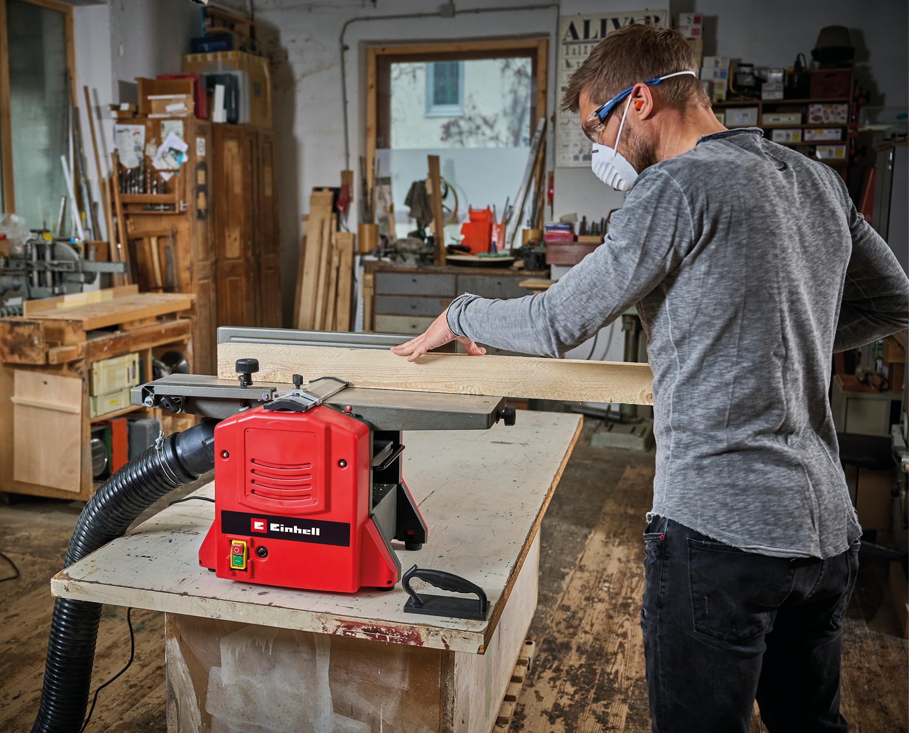 Einhell Stationäre Hobelmaschine TC-SP 204/2 (1500 W, 9000 min-1, 204 mm Hobelbreite, stabile Konstruktion zum Dickenhobeln und Abrichten, ausziehbarer Ausgabebügel)