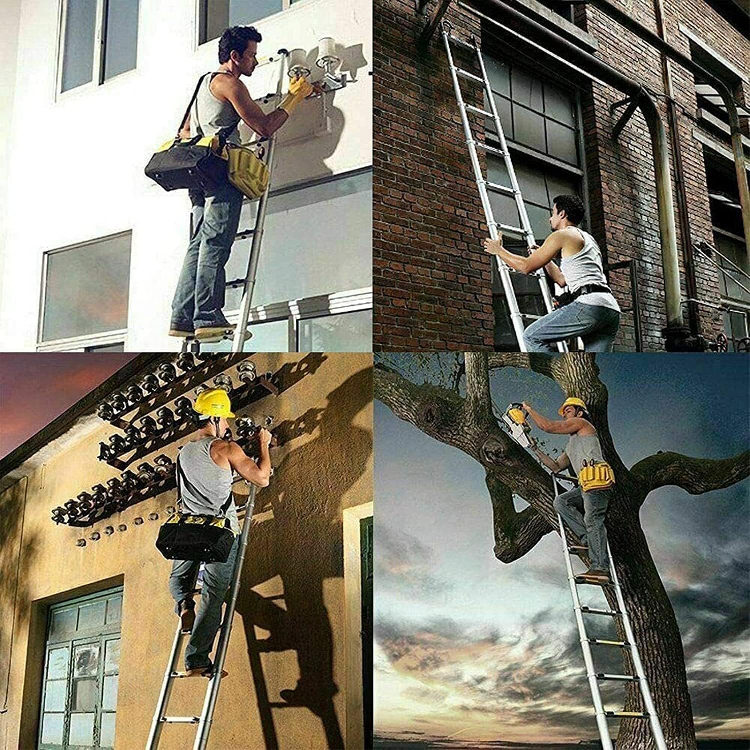 6m Teleskopleiter aus Aluminium – Sicher, geschützt und rutschfest, vielzwecktauglich, ausfahrbar (6m/20Fuß), Tragfähigkeit bis 150 kg (330 lbs)