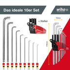 Wiha Stiftschlüssel Set mit ProStar Halter (35480) 10tlg. I Innensechskant Satz Kugelkopf I Innensechskantschlüssel klein 1,5/ 2/ 2,5/ 3/ 4/ 5/ 6/ 8/ 10