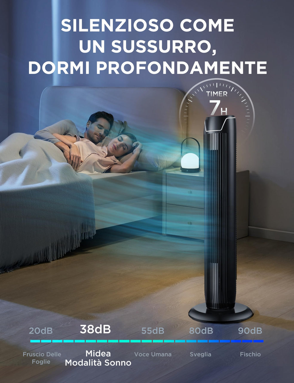 Midea FZ10-17JR Elegant Tower Fan with Remote Control
