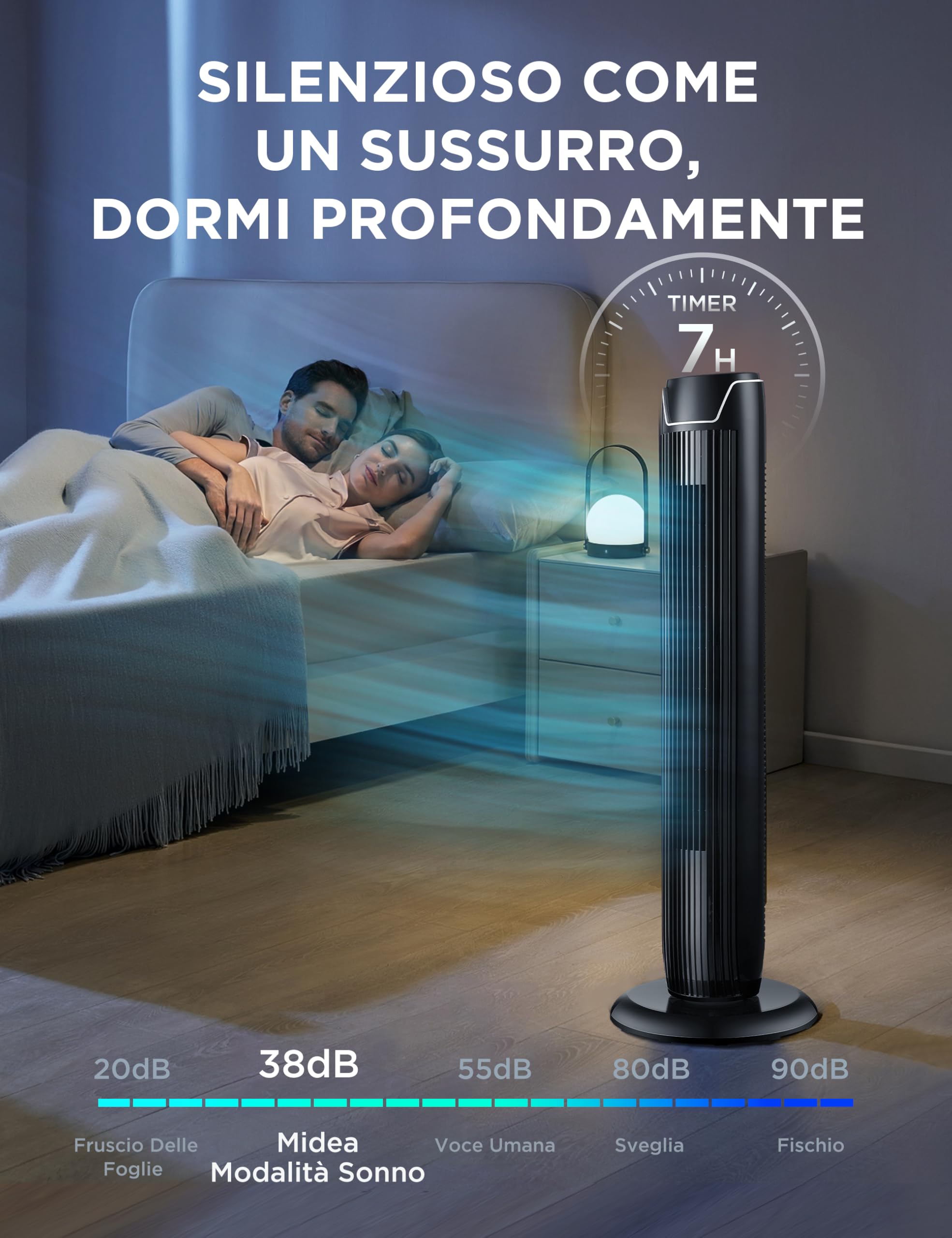 Midea FZ10-17JR Elegant Tower Fan with Remote Control