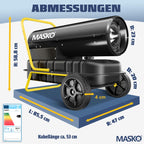 MASKO® Heizkanone 30kW Diesel Bautrockner Bauheizer Heißluftgenerator Heizgebläse 38L Tank mit Thermostat Ölheizer Luftstrom 750m³/h/Stunde Ölbeheizung Heizlüfter Heizstrahler Schwarz