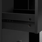 Yaheetech Rollcontainer mit 2 schubladen, Aktenschrank, mobiler Büroschrank mit offenen Fächern, hängenden Aktenfächern, für A4 und Letter-Format, für Büro, Schlafzimmer, Wohnzimmer Schwarz