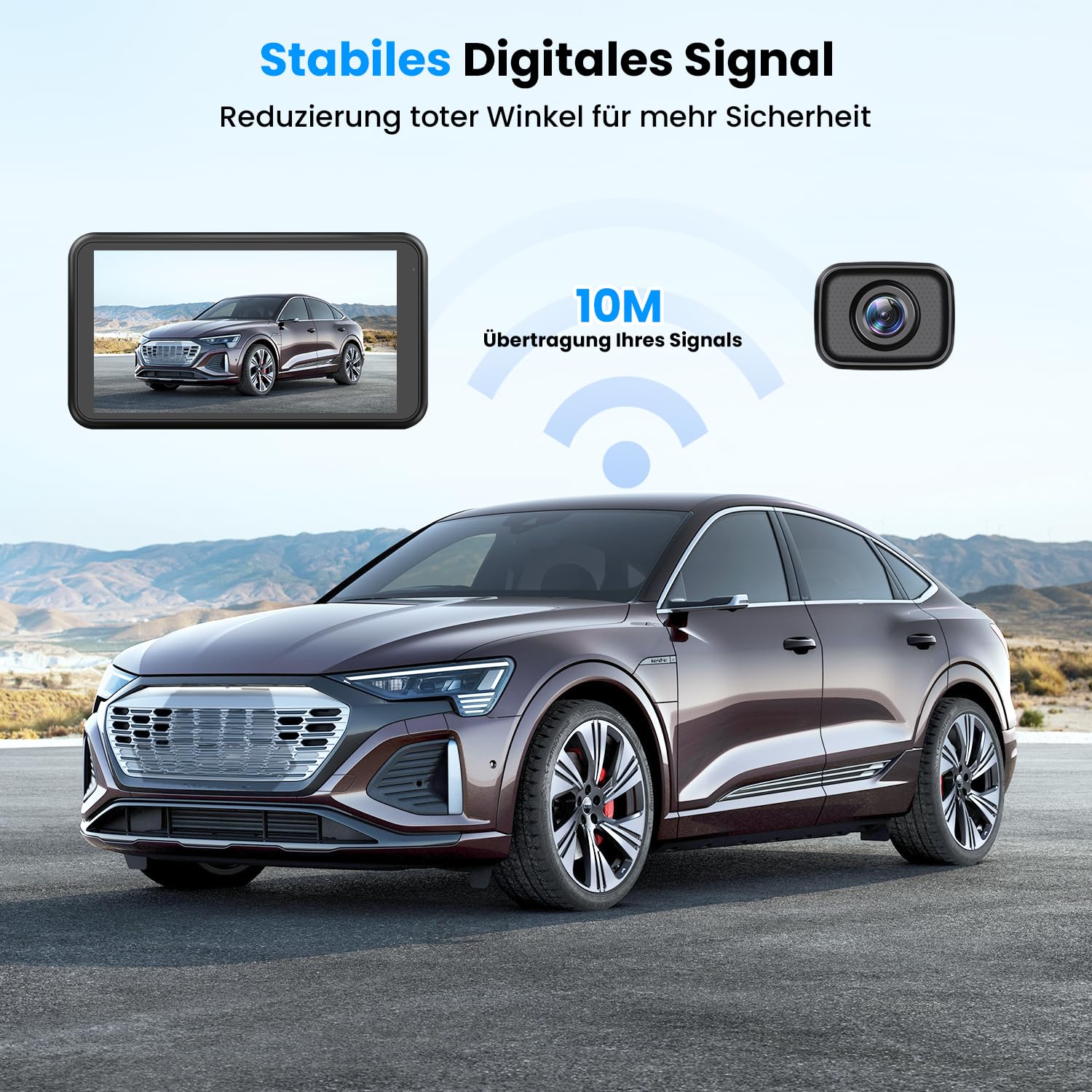AUTO-VOX W12 Rückfahrkamera Kabellos Auto: 5" LCD 1080P Rückfahrkamera Funk unterstützt 2 Kameras, Rückfahrkameras Nachrüsten mit Stabilem Signal, IP69K Wasserdichter,Nachtsicht für AUTO LKW Wohnmobil