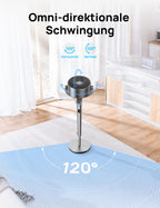 Dreo 20dB leiser Standventilator, 120°+120° Omni-direktionale oszillierende Ventilator, 26M Windentfernung, 1200m³/h Luftvolumen Echt Turbo-Luftzirkulator Fans, 102CM Höhe 3 Modi 8-Geschwindigkeit