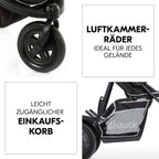 hauck Freerider, Schwarz - 3 Rad Geschwisterbuggy mit Regenschutz für 2 Kinder - Oberer Sitz mit Liegefunktion ab Geburt - Unterer Sitz ab 6 Monaten - Max. 15 Pro Sitz - Höhenverstellbar