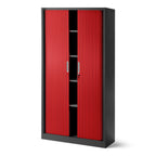 Jan Nowak Rollladenschrank Aktenschrank Büroschrank mit Rolltüren Querrollladenschrank Metall Pulverbeschichtung 4 Einlegeböden 185 cm x 90 cm x 45 cm (Anthrazit-Rot)