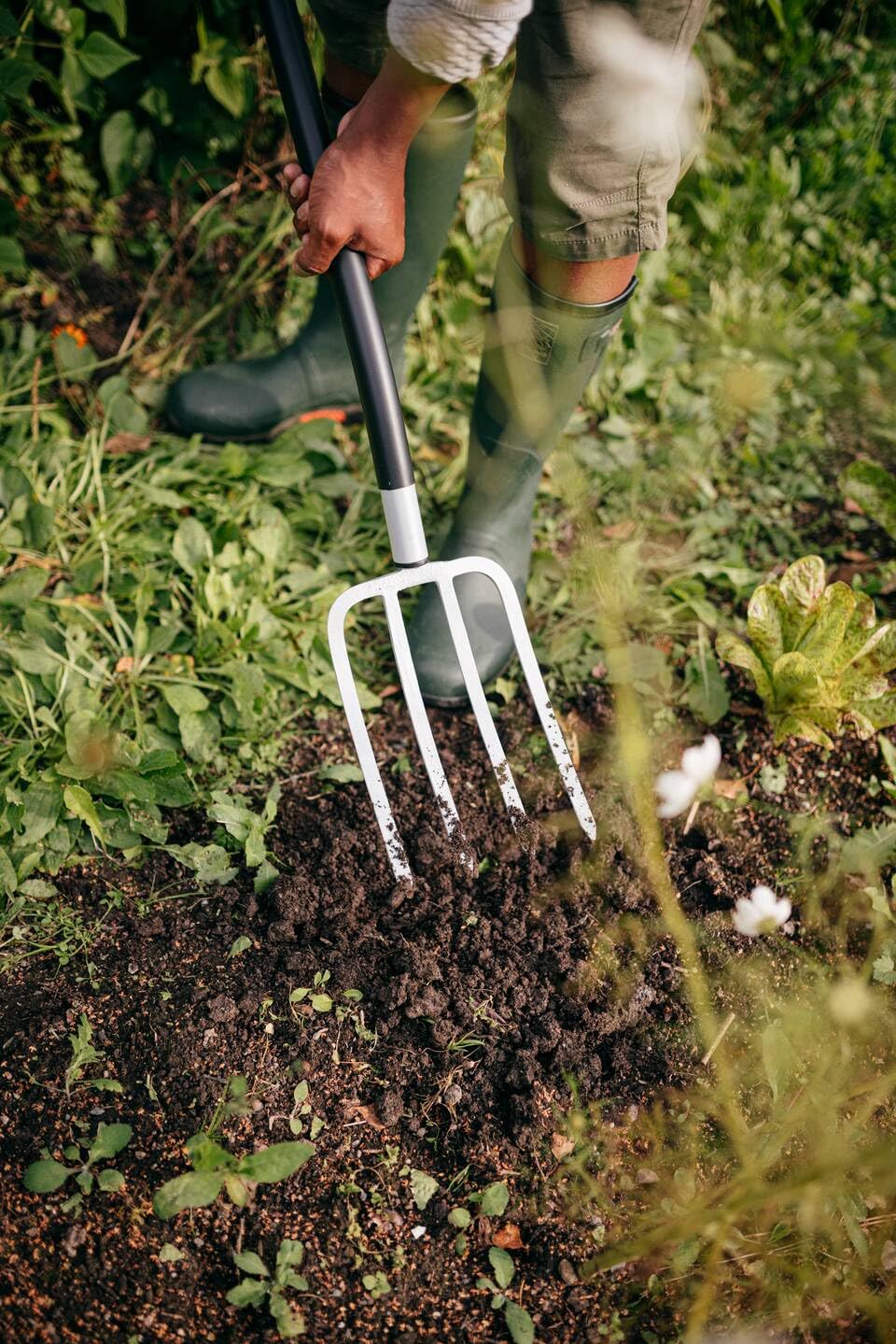 Fiskars Spatengabel für harte, steinige Böden, Mit 4 Zinken, Länge: 120 cm, Qualitätsstahl-Zinken/Glasfaserverstärkter Kunststoff-Stiel, Schwarz/Orange, Xact, 1070716