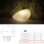 GTV – Außenleuchte MARMO STONE Ø60 cm, Gartenkugel mit 2x E27-Fassung, 2,5 m Kabel, Steinoptik, wetterfeste Gartenlampe aus Polycarbonat, Leuchtkugel für Rasen & Außenbereiche