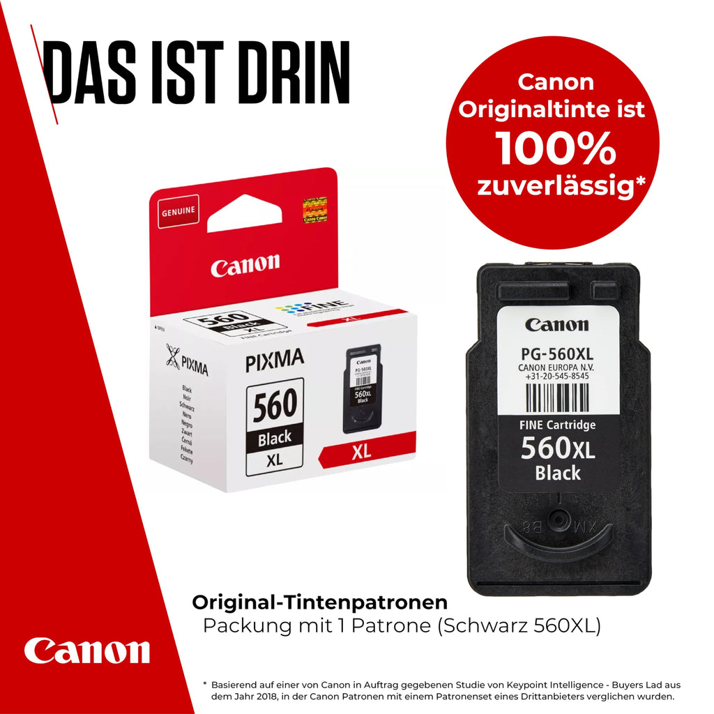 Canon Tinte - PG-560XL Original Drucker Tintenpatrone Schwarz mit hoher Reichweite - Druckt bis zu 400 A4-Seiten (1 x druckerpatrone)