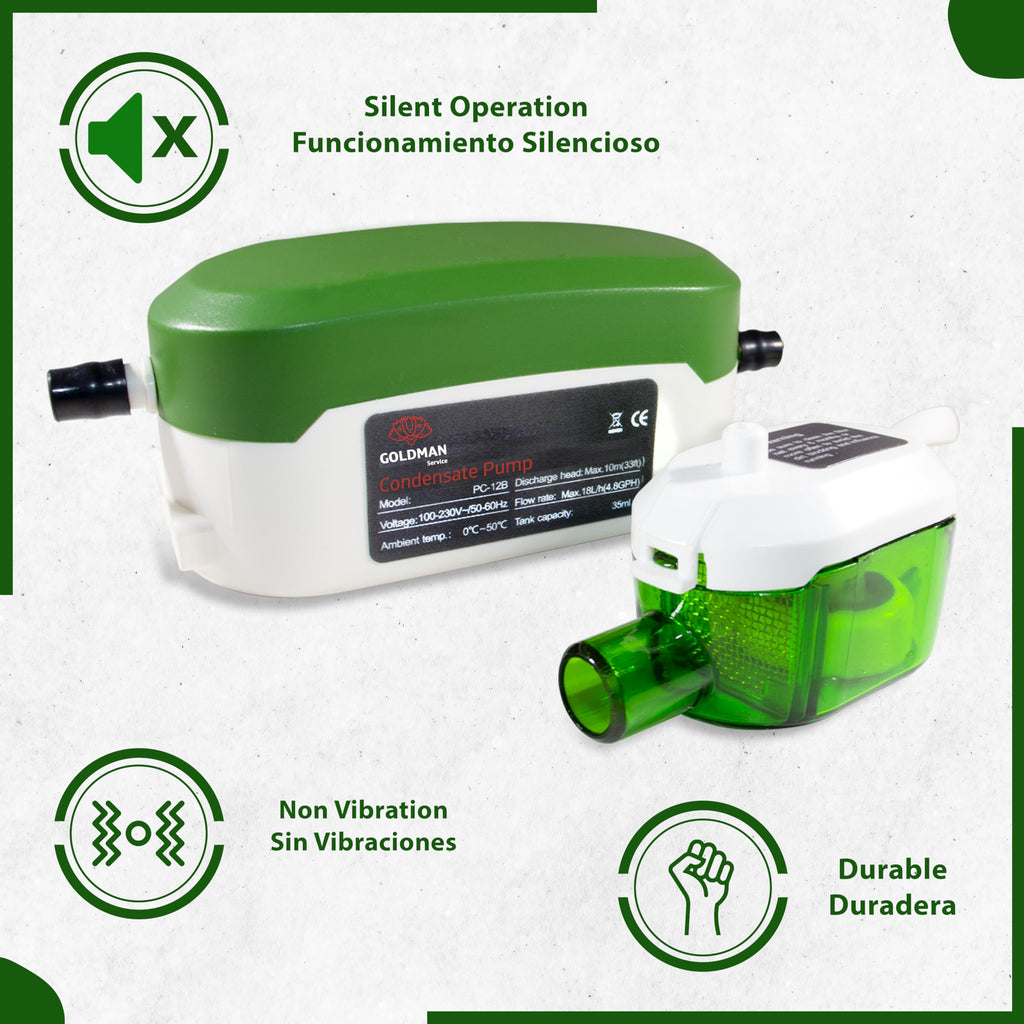 GOLDMAN SERVICE Kondensatpumpe Mini Ultra Silent Automatische Kondensatpumpe für Abfluss und Ablassen von Wasser in der Klimaanlage, Split, Durchfluss 18 Liter/Stunde