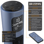 Brandson - Turmventilator mit Fernbedienung - Preisträger 2025 - Oszillation 60° - Standventilator - mobiler Lüfter - Tower Fan - 96 cm - 45W - Ventilator mit 3 Geschwindigkeiten - Blau