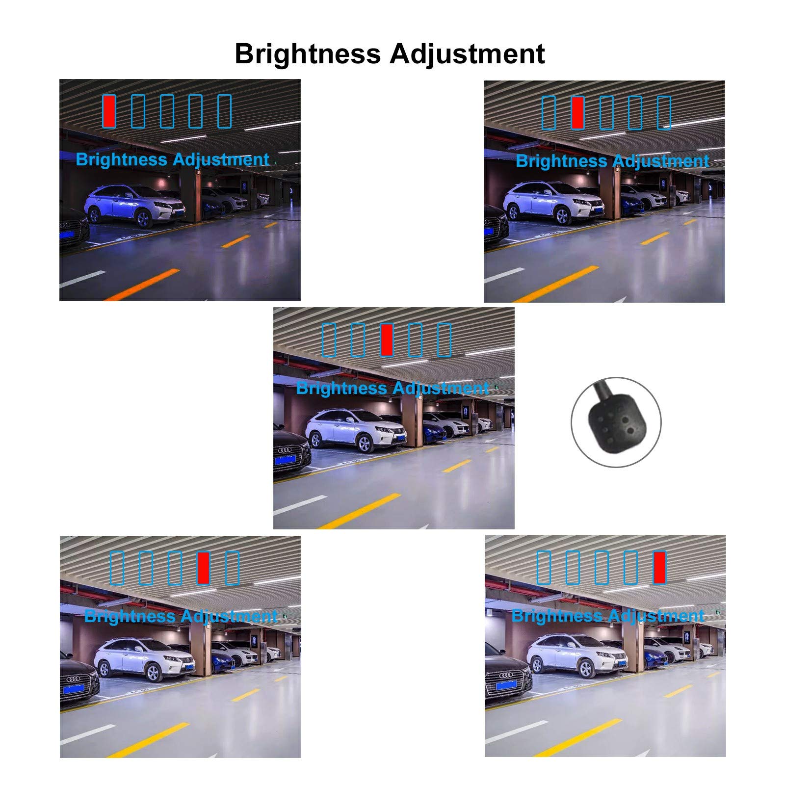 PARKVISION Rückfahrkamera,DC 12-24V Breitspannungs Frontkamera,Clever EIN Schlüssel Schwarzer Knopf,Flexible Einbaulage zulässig,NTSC TV System,4 Richtlinien optional-Schwarz