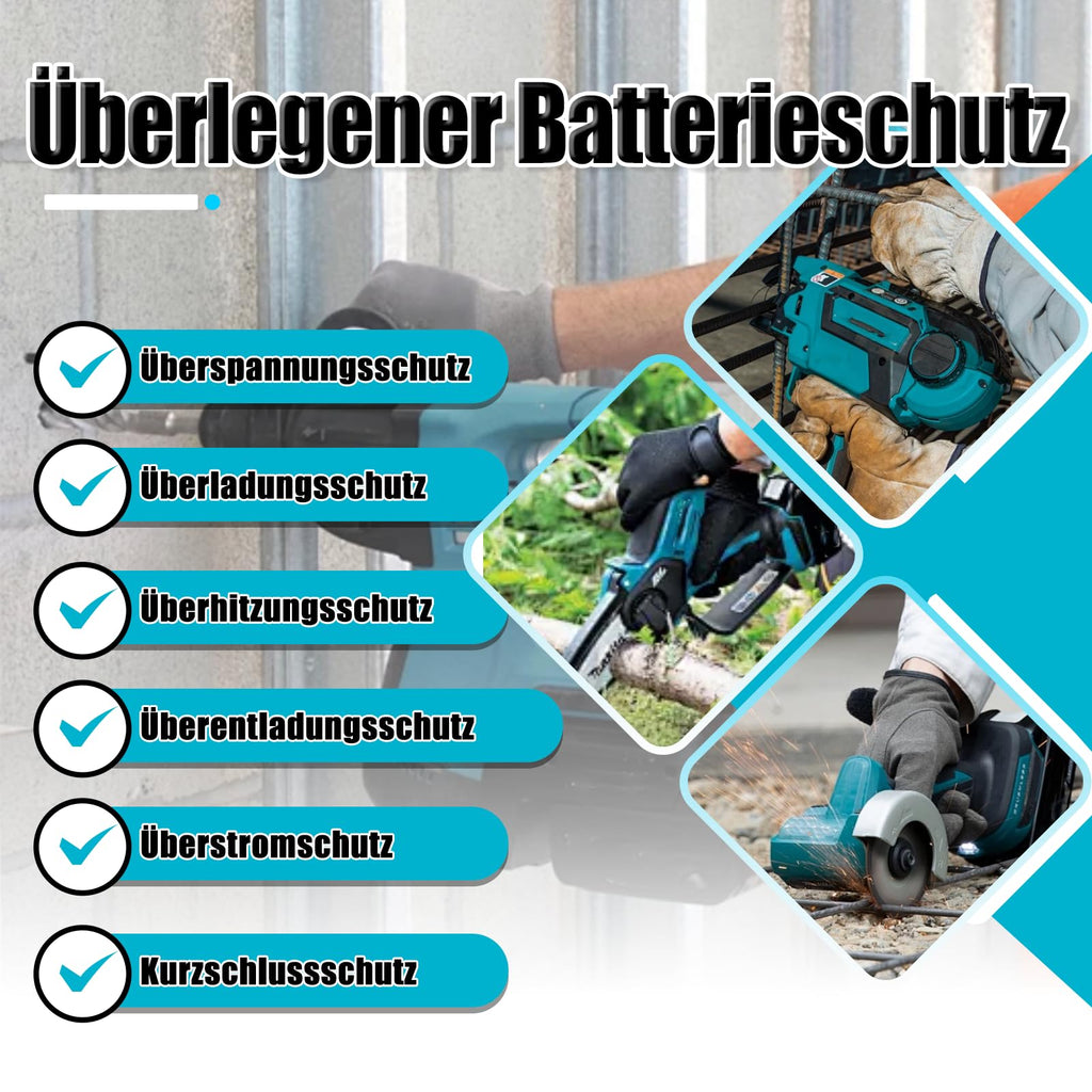 8000mAh BL1860 Ersatzakku für makita akku 18v 8Ah Ersatzakku für Makita akku BL1850 BL1850B BL1860 BL1860B BL1840B BL1840 BL1830 BL1835 BL1845 194204-5 LXT-400 Werkzeugakku mit LED (8.0-4-C)