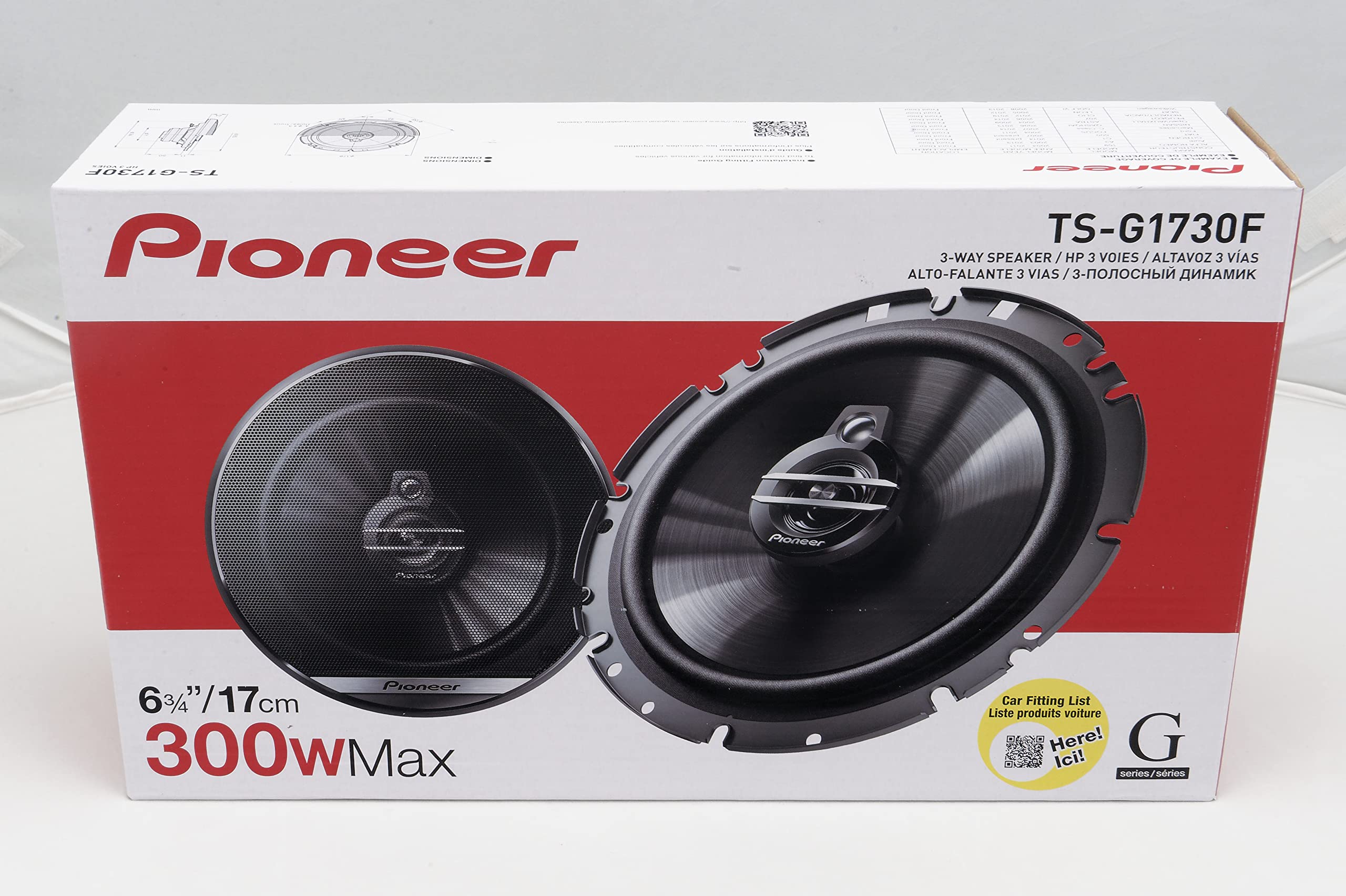 Pioneer TS-G1730F 3-Weg-Koaxiallautsprecher für Autos (300 W), 17 cm, kraftvoller Klang, IMPP-Membr Schwarz