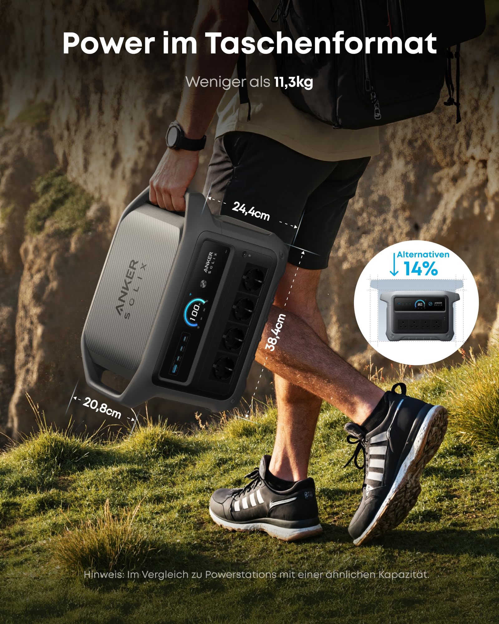 Anker SOLIX C1000 Gen 2 Tragbare Powerstation, 2.000W Solargenerator, vollständige Aufladung in 49 Minuten, 1.024Wh LiFePO₄-Akku für Notstromversorgung, Stromausfälle und Camping