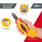 Wiha Installationszange TriCut electric VDE (38853), Seitenschneider + Abisolierzange + Abmanteln | Elektrikerzange für Schalter + Steckdosen | 170 mm