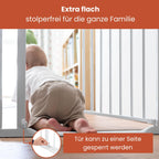 hauck Clear Step 2, Weiß - Kinderschutzgitter Hundegitter, Verstellbare Breite 75-80 cm, 77 cm Hoch, Flacher Einstieg, Einhand Öffnung, ohne Bohren, für Innen