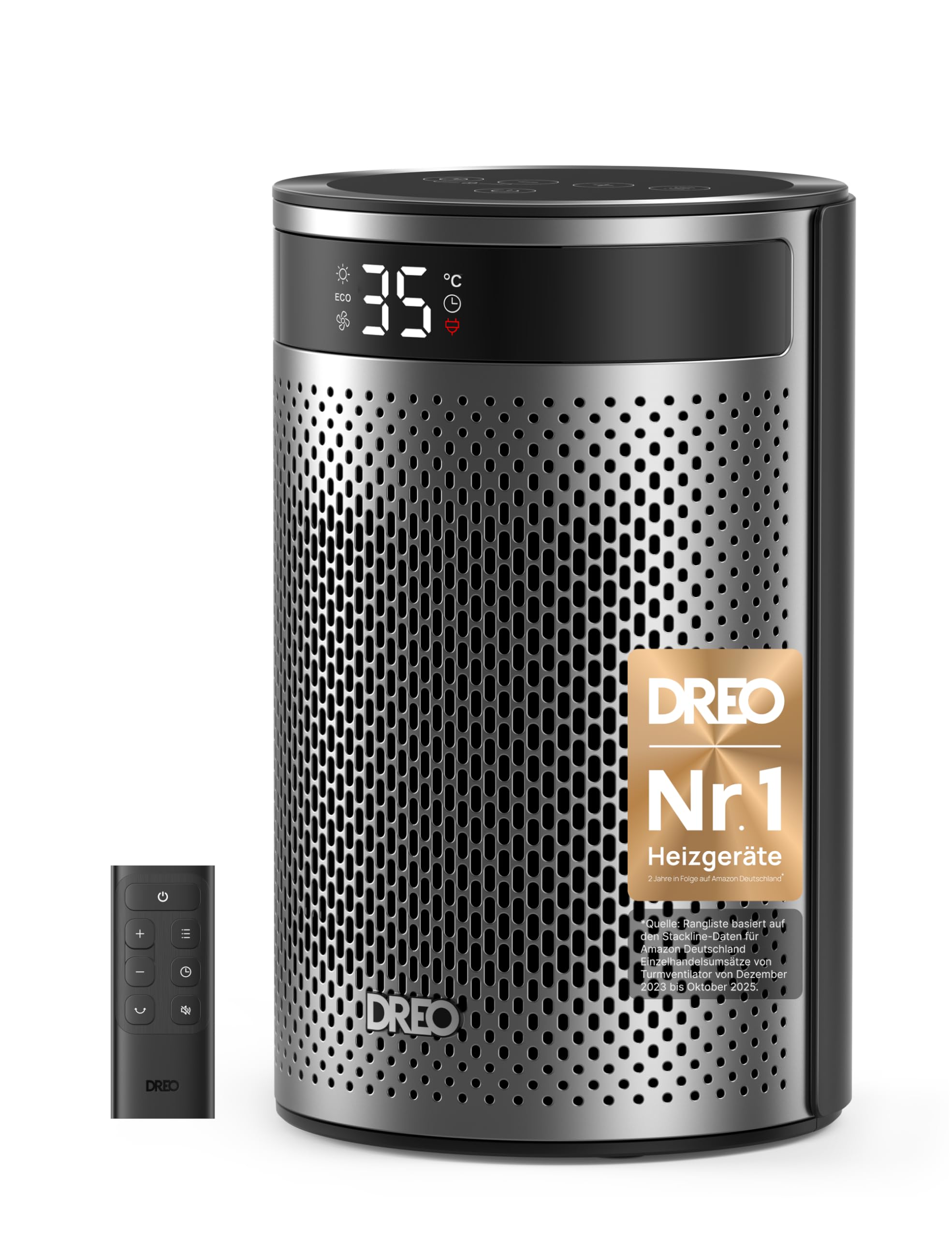 DREO Keramik Heater 416, 1500W Elektroheizer fürs Schlafzimmer, freistehend,Überhitzungs- und Kippschutz,einstellbarer Thermostat, Kindersicherung,energiesparend, leise,12-Stunden-Timer,mehrere Modi