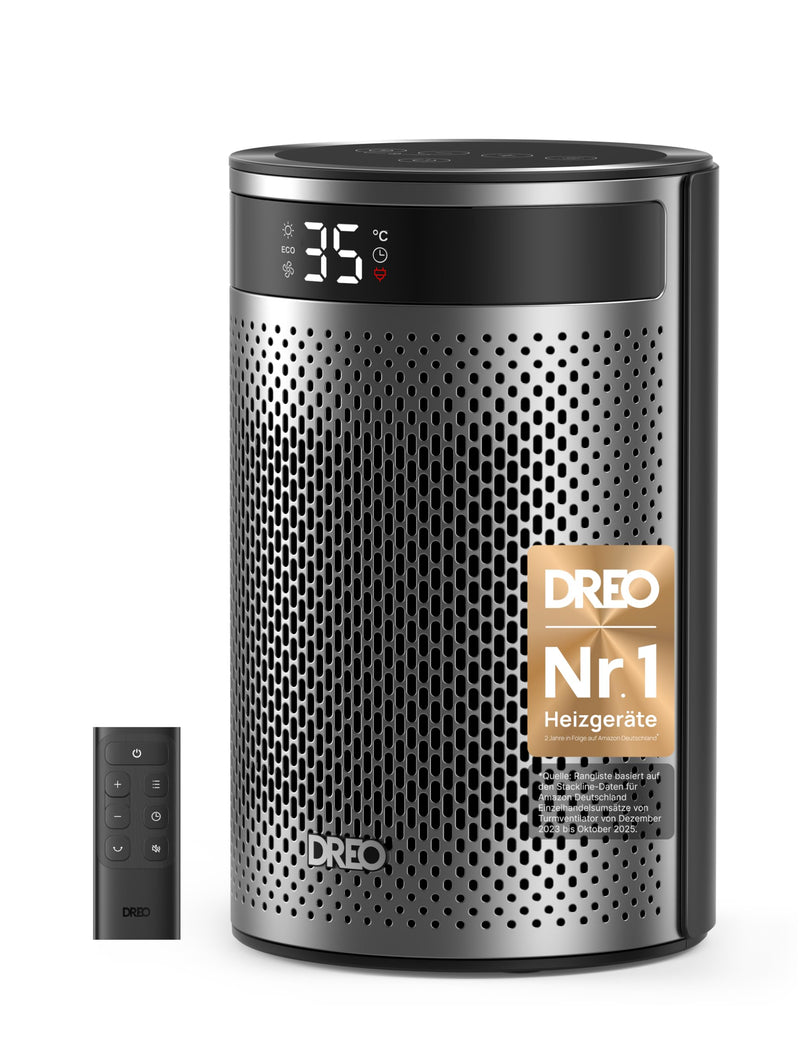 DREO Keramik Heater 416, 1500W Elektroheizer fürs Schlafzimmer, freistehend,Überhitzungs- und Kippschutz,einstellbarer Thermostat, Kindersicherung,energiesparend, leise,12-Stunden-Timer,mehrere Modi