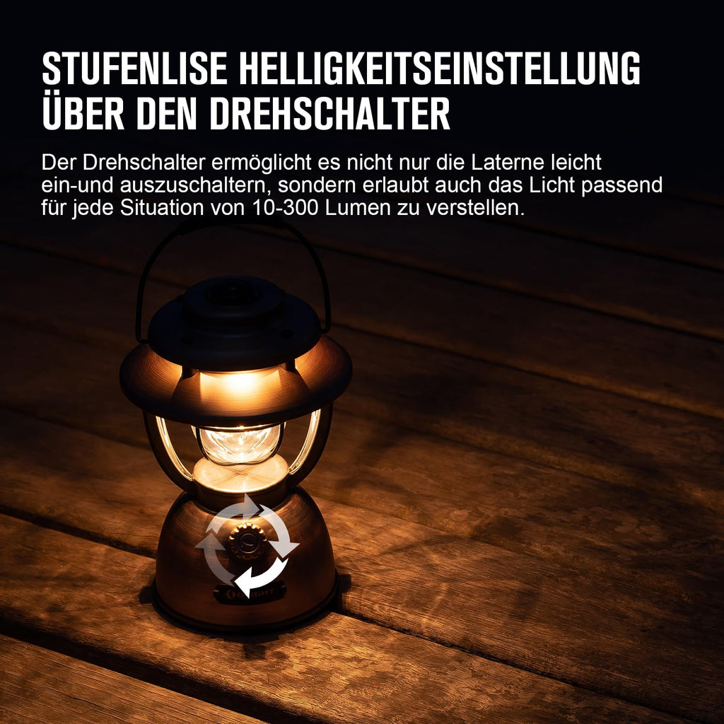 OLIGHT Olantern Classic 2 Pro Campinglampe 300 LM, LED Laterne im Retro-Stil Stufenlos Dimmbar, Notstrombank USB Wiederaufladbar, für Camping, Garten, Stimmungsvolle Dekoration, Wandern