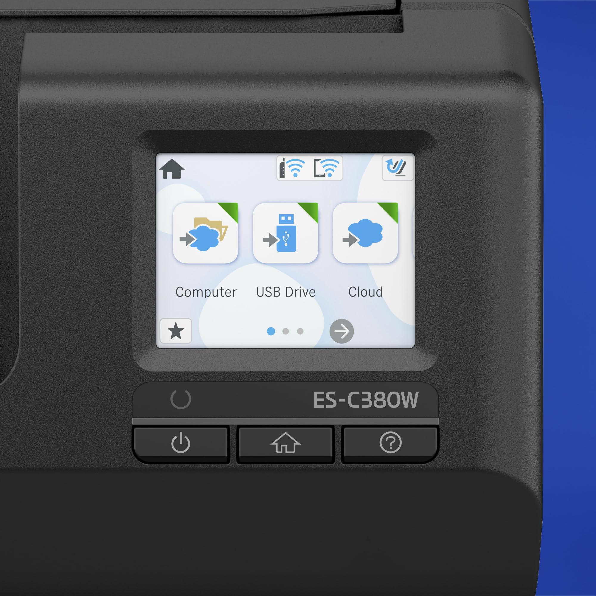 Epson Wi-Fi Scanner ES-C320W, kompakter A4 Business Scanner mit geringem Stromverbrauch, Duplex-Einzugscanner mit vielseitiger Medienverarbeitung, schwarz