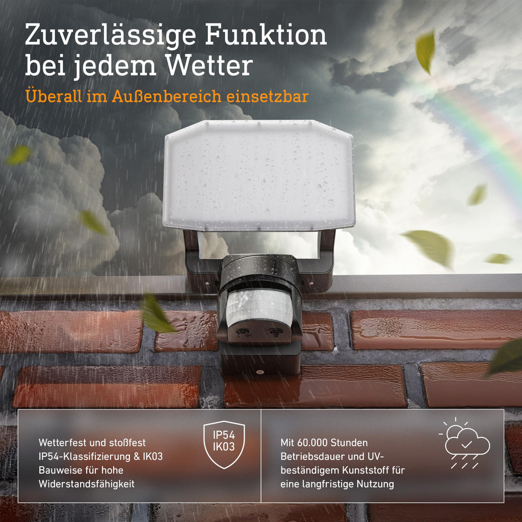 Steinel LED Strahler XLED Protect S Anthrazit, 180°/10 m Bewegungsmelder, Panorama Flutlicht, LED Panel voll schwenkbar, 14.3 W, IP54