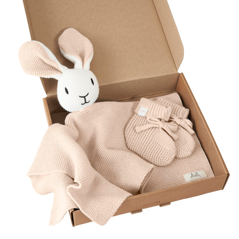 Livella Kuscheltuch „Hase“ mit Söckchen - Reine Bio-Baumwolle – Premium Schmusetuch, Kuscheldecke, Schmusedecke, Strickdecke - Samtweich & atmungsaktiv - Oeko-TEX® Standard 100 und GOTS Zertifiziert