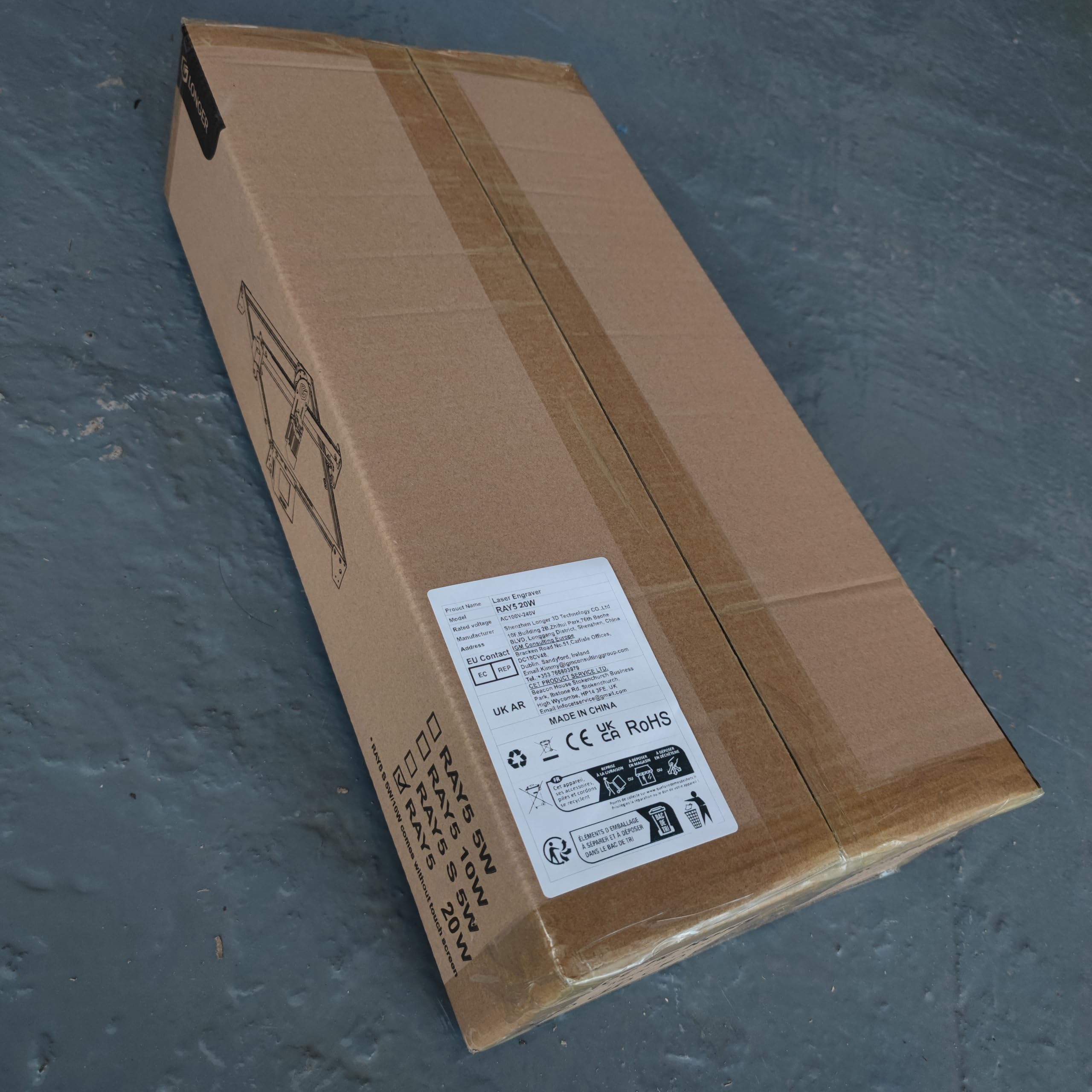 Longer RAY5 Laser Graviermaschine, 20W Laser-Ausgangsleistung, 3,5“ Farb-Touchscreen, Offline-Steuerung über App, Gravurwerkzeug für Metall/Glas/Holz, Arbeitsbereich 400x365mm