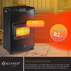 KESSER® 4200 Watt Keramik Piezo Gasheizer inkl. Gasdruckregler Gasschlauch + Schutzhülle, Gasheizofen Heizstrahler Gasheizgerät Infrarot Keramikbrenner, Butan- oder Propangasflaschen bis 15kg, Schwarz