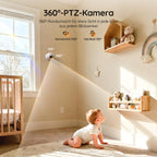 Boifun Babyphone mit Kamera, 5" IPS Video Babyfon ohne WLAN, PTZ 360 Grad Nachtsicht, Geräusch-/Temperaturerkennung, Plug & Play, 300m Hohe Reichweite, 3050mAh Akku, Zwei-Wege Audio, Wiegenlieder