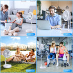 LIPETY Tragbarer Faltbarer Oszillierender Klein Ventilator, 9" 7200 mAh Akku Aufladbar USB C Tischventilator mit Fernbedienung, Mini Leise Standventilator für Hause Schlafzimmer Reisen Camp