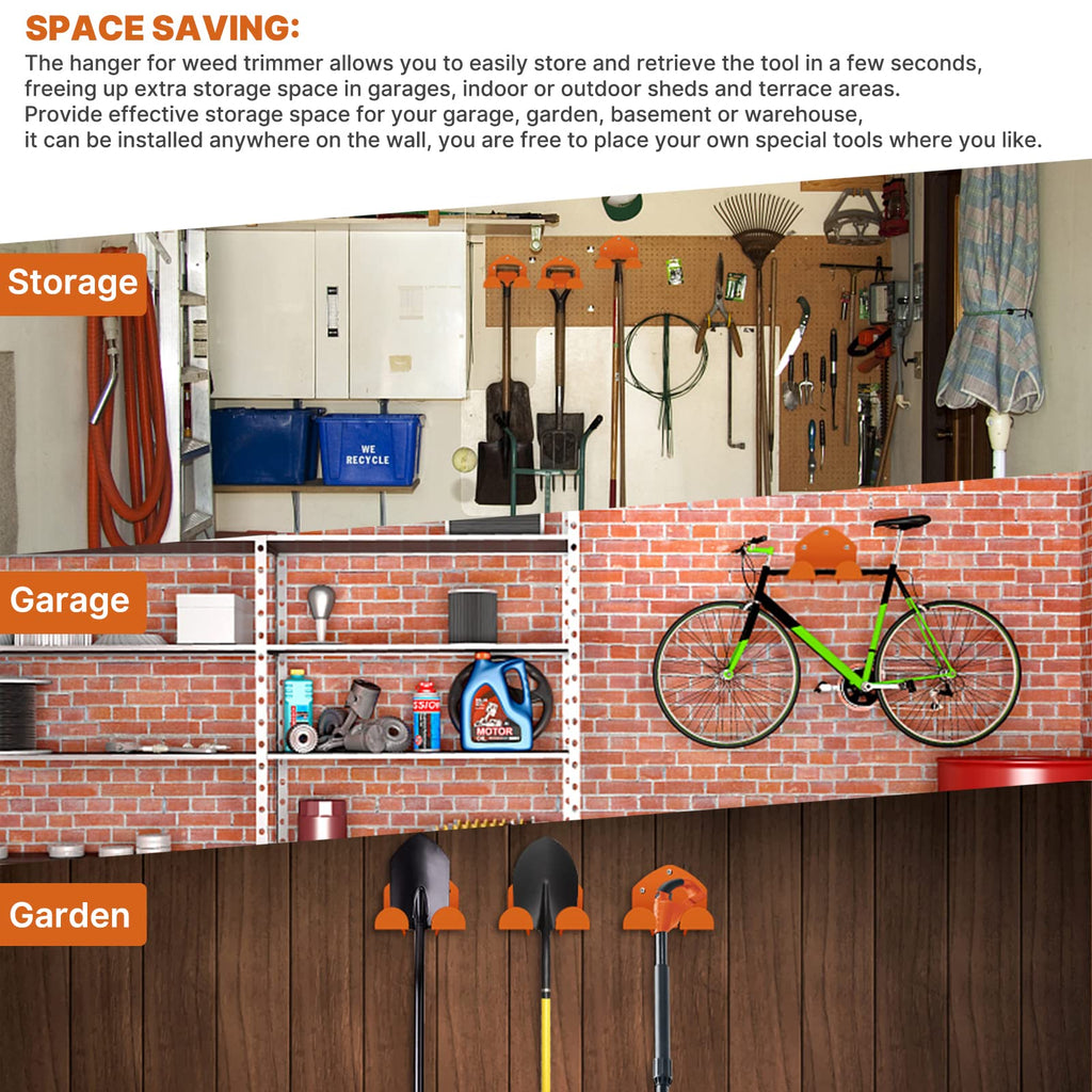 FLEXI RODS Garage Storage Garage Organizer Trimmer Rack Garden Power Tool Hanger for Grass Trimmer, Hedge Trimmer, Garage Wall, Garage Trimmer, Garden Tools, 1 Pack